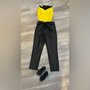 Yellow and black spaghetti strap top